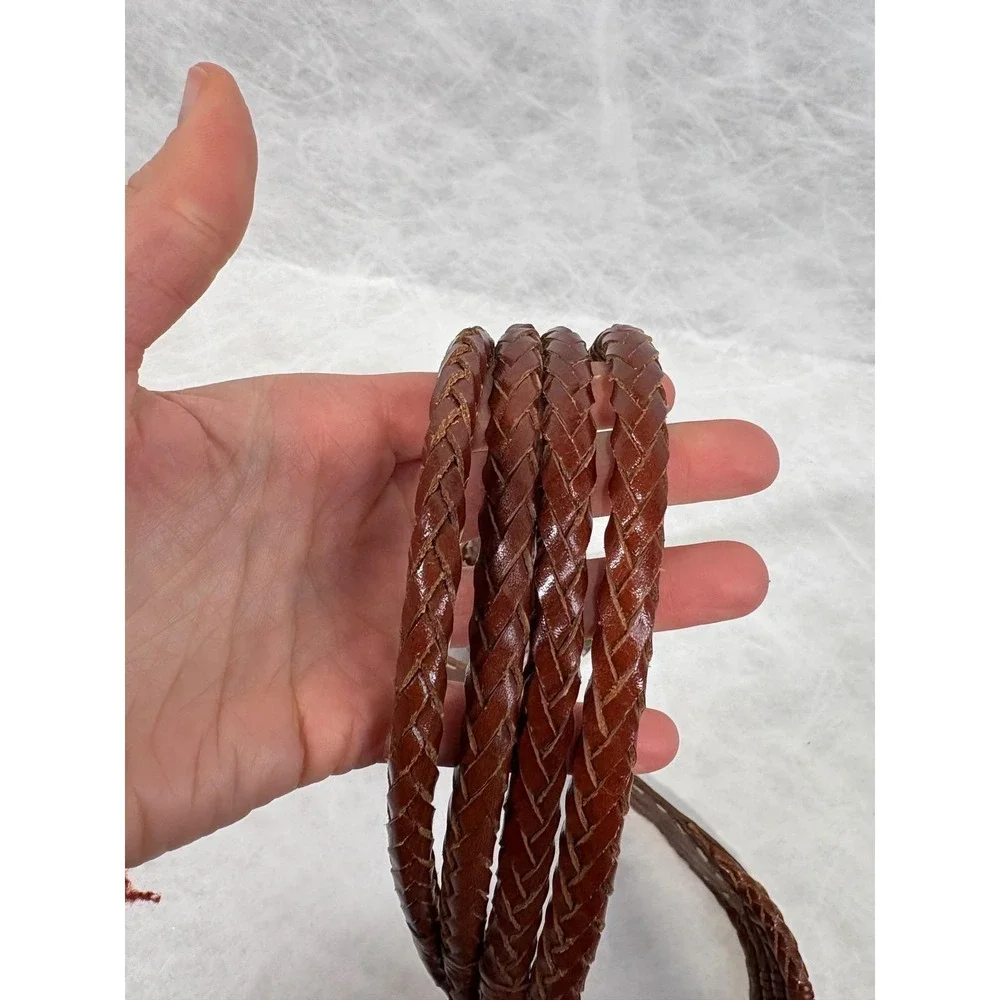 The‎ Limited Vintage Brown Braided Leather Belt Silver Western Buckle Large